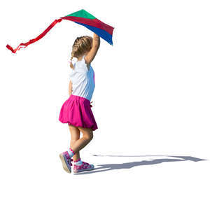 little girl running with a kite