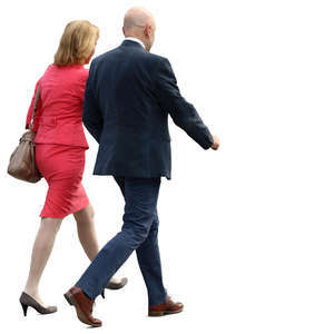 businesswoman and businessman walking