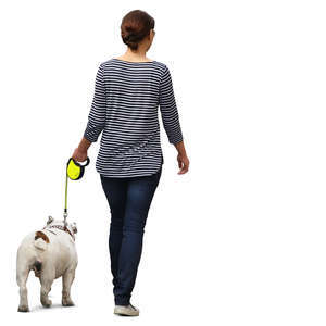 woman walking a dog