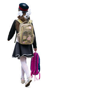 schoolgirl in a school uniform walking