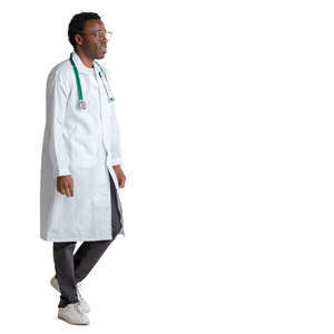 african-american doctor walking
