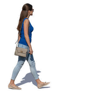 young woman walking on a sunny day