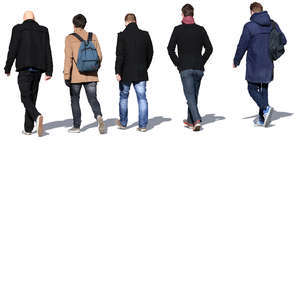 group of five men walking