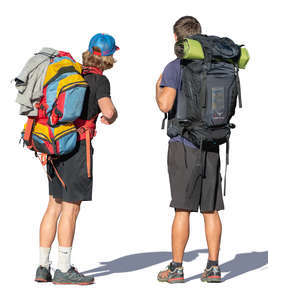 two men with hiking backpacks standing