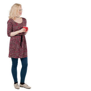woman with a coffee mug standing