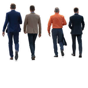 four businessmen walking