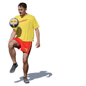 man playing with a football
