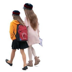 two schoolgirls walking
