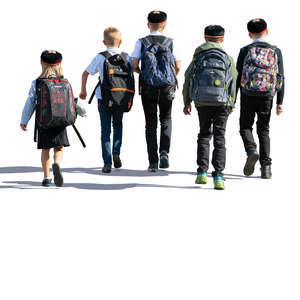group of schoolchildren walking