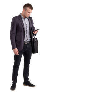 businessman with a laptop bag standing