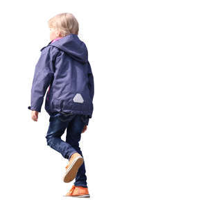 little boy walking up the stairs