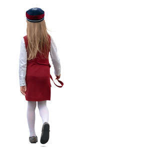 girl in a school uniform walking
