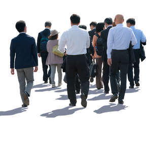 large group of businessmen walking