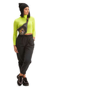 woman with a beanie standing