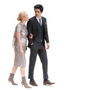 couple walking on a formal event