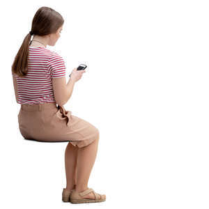 young woman with a phone sitting