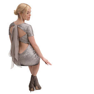 woman in a fancy dress sitting