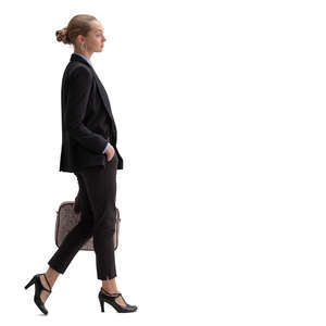 businesswoman with a laptop bag walking