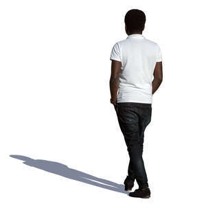 black man walking hands in his pocket