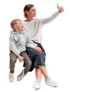 mother and son taking a selfie