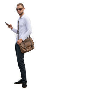 young man in a white shirt standing