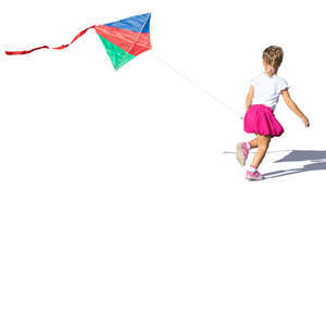little girl running with a kite