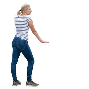 woman standing and leaning on a railing