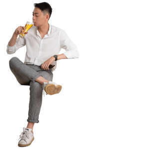 young asian man drinking beer