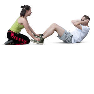 man and woman doing exercises