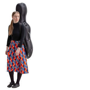 teenage girl with a cello bag