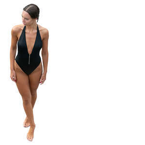 woman in a bathing suit standing seen from above