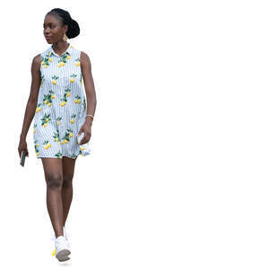 black woman walking on a summer day