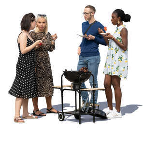 group of four having a barbeque party