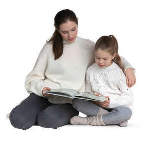 mother and daughter reading a book together
