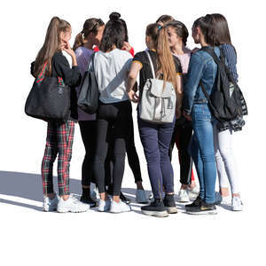 group of teenage girls standing and talking
