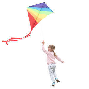 little girl running with a kite