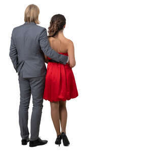couple in fancy clothes standing 