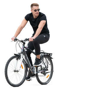 sporty man riding a bike