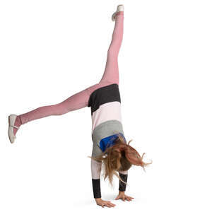 little girl doing a cartwheel