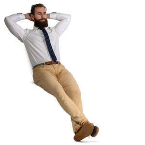 man sitting and leaning back