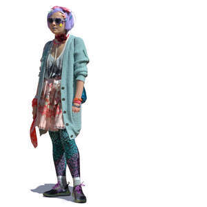 woman in an extravagant outfit standing
