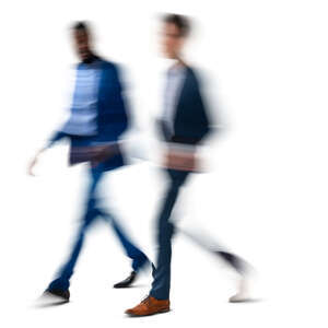 motion blur image of two men walking