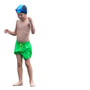 little boy at the pool standing