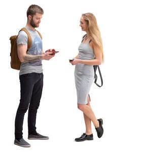man and woman standing and talking