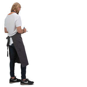 young male waiter standing and taking an order