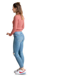 woman standing and leaning on a railing
