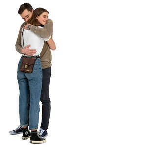 man and woman hugging
