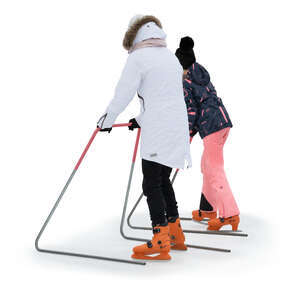mother and daughter learning to skate