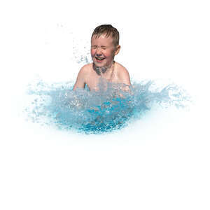 little boy playing in the water