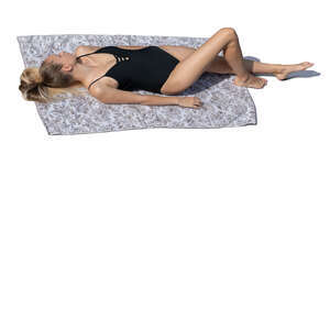 woman sunbathing seen from above
